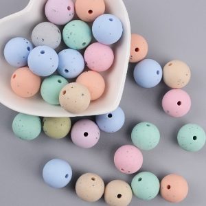 Alternative view of 6 perles rondes en silicone tachetées de 12 mm
