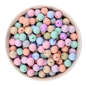 6 perles rondes en silicone tachetées de 12 mm