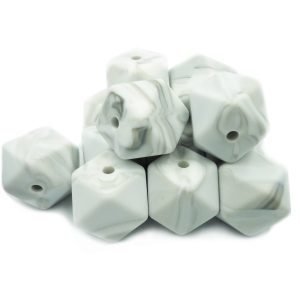 10 perles en silicone Hexagone 14 mm