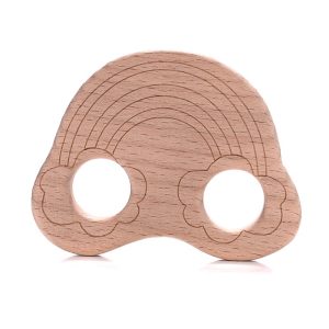 Anneau de dentition arc-en-ciel en bois