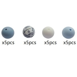 Alternative view of Lot de 20 perles rondes en silicone 15 mm léopard bleu