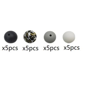 Alternative view of Lot de 20 perles rondes en silicone 15 mm léopard tricolore