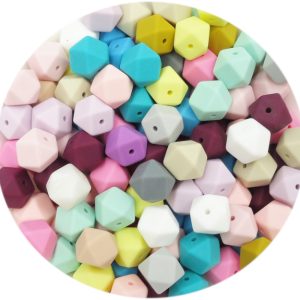10 perles en silicone Hexagone 14 mm