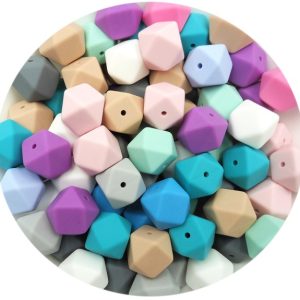 10 perles en silicone Hexagone 17 mm