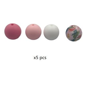 Alternative view of Lot de 20 perles rondes en silicone 15 mm Perle Rose