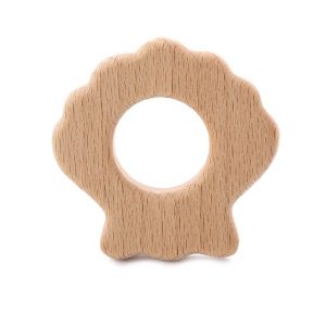 Anneau de dentition coquillage en bois