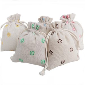 Sachets en lin et coton avec motif floral – Pack de 10 unités