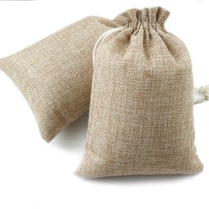 Sacs en jute avec cordon en coton 20 x 30 cm – Pack de 6 unités