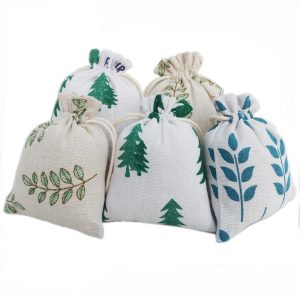 Sachets en lin et coton de Noël – Pack de 10 unités
