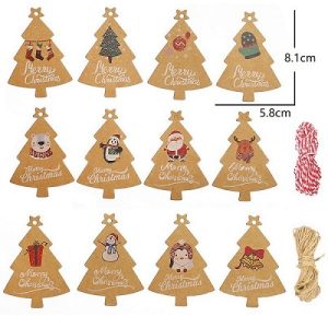 Étiquettes en papier kraft pour Noël – 120 unités